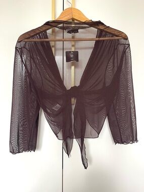 Gilani brown mesh tie-front crop top XXL